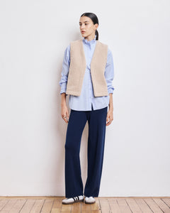 Pantalon Femme en Viscose & Laine Mérinos Bleu Marine Metissa