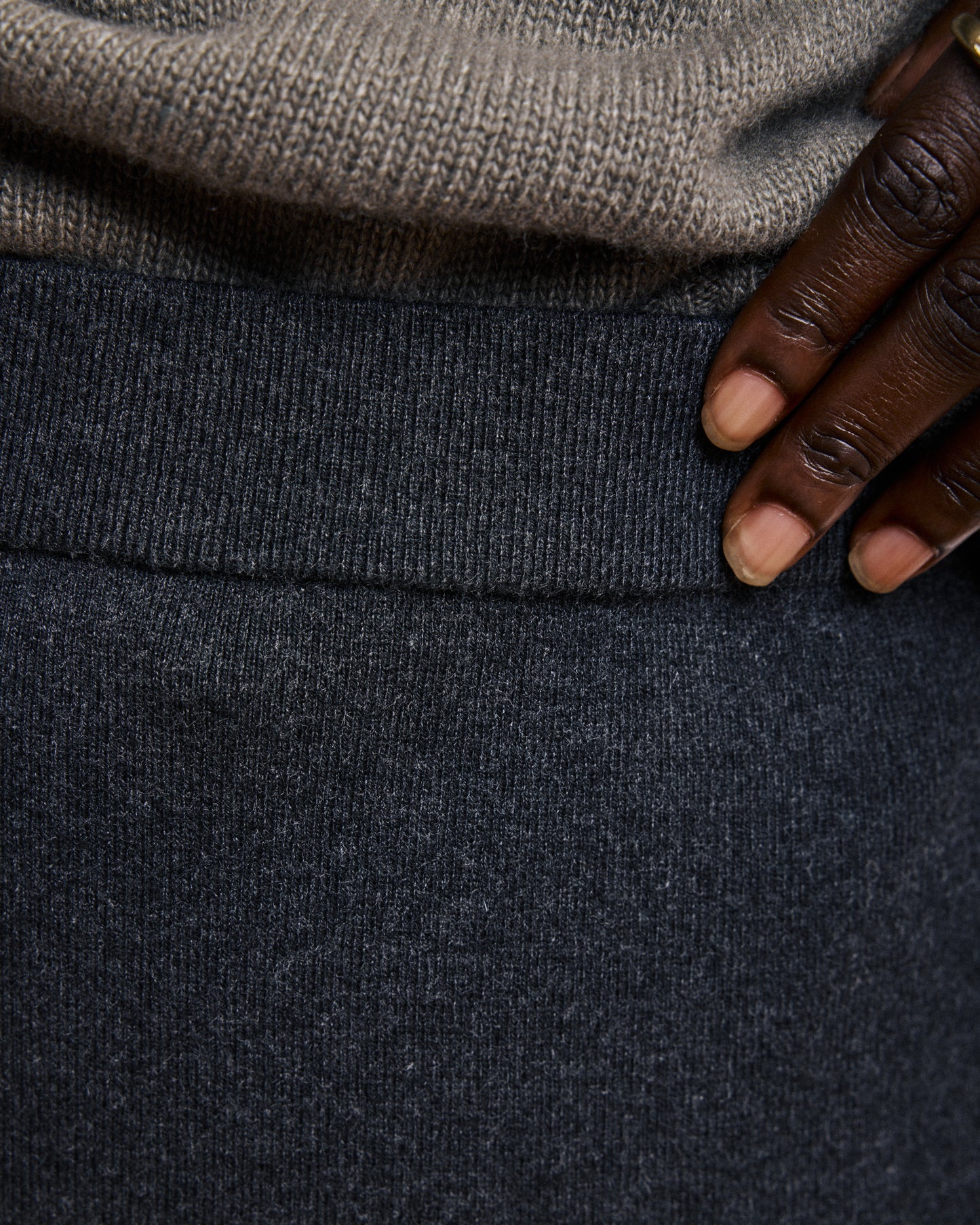 Jupe Femme en Viscose & Laine Mérinos Gris Anthracite Meghan