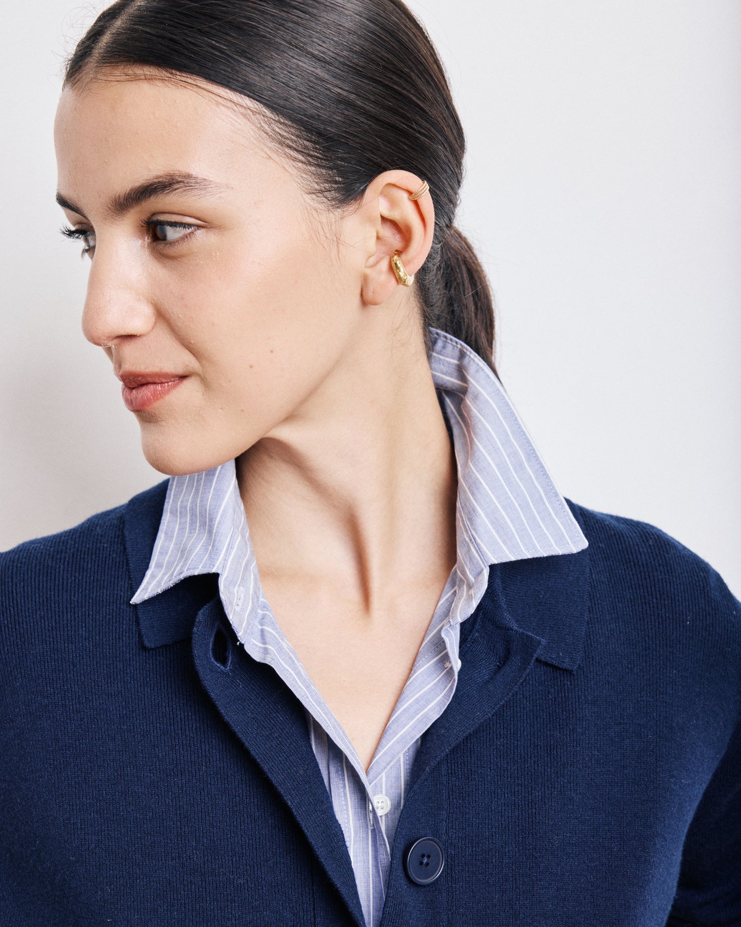 Pull Femme en Viscose & Laine Mérinos Bleu Marine Message