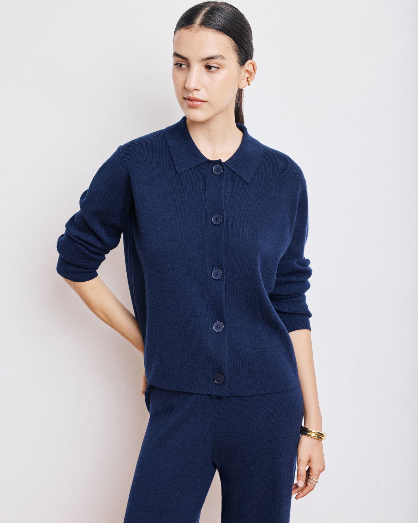 Pull Femme en Viscose & Laine Mérinos Bleu Marine Message