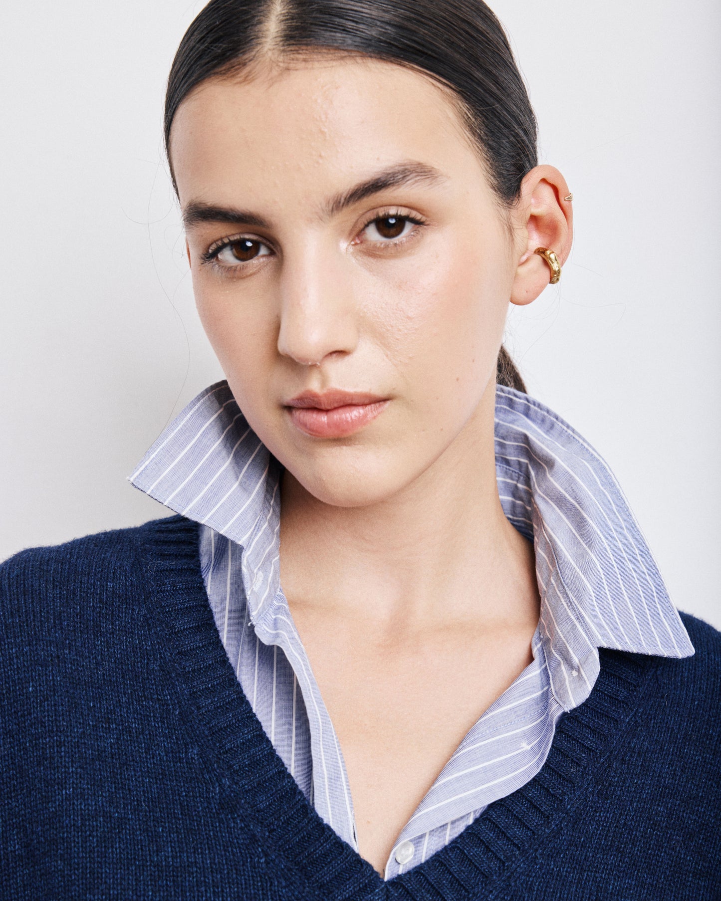 Pull Femme en Laine, Viscose & Cachemire Bleu Marine Melody