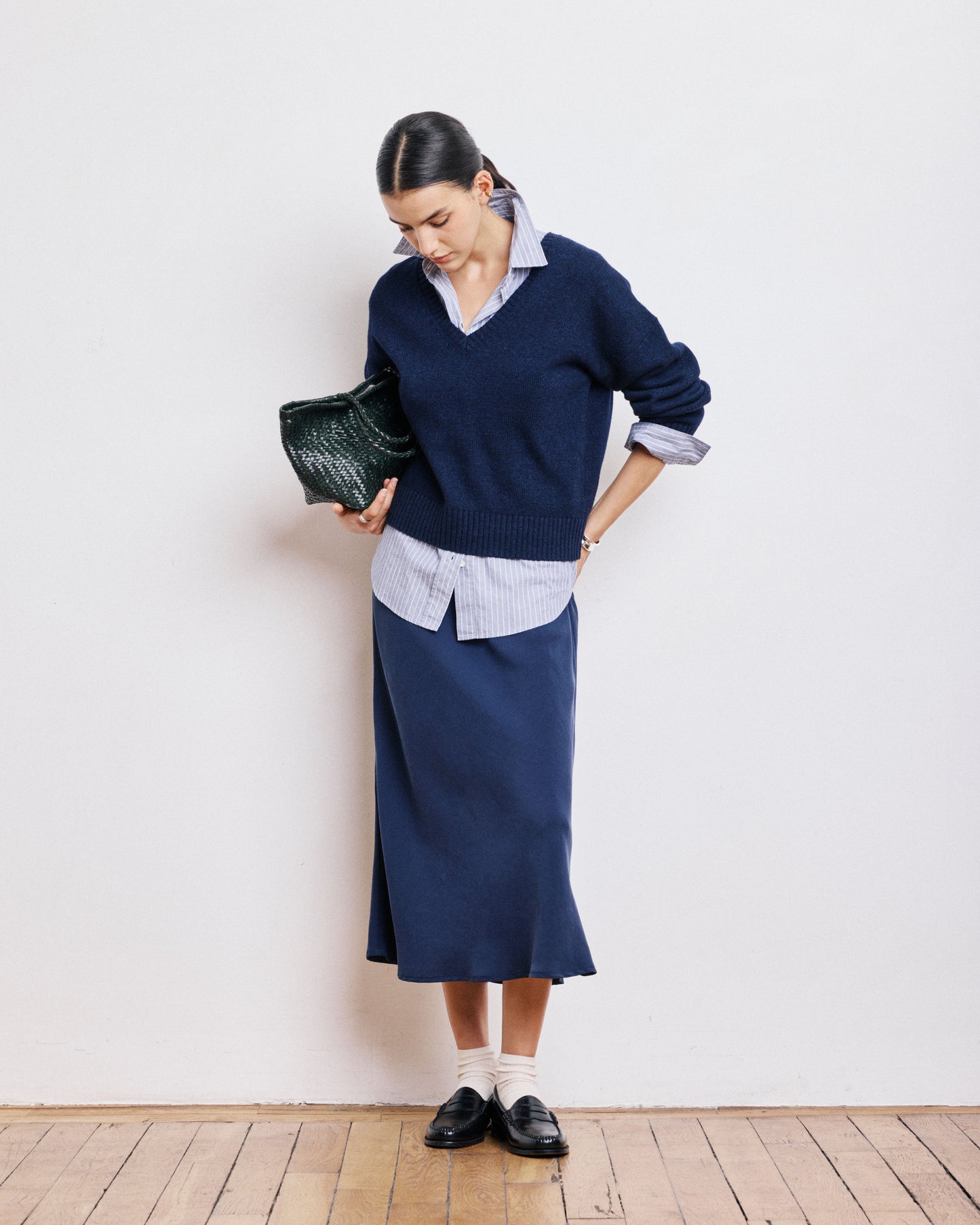 Pull Femme en Laine, Viscose & Cachemire Bleu Marine Melody