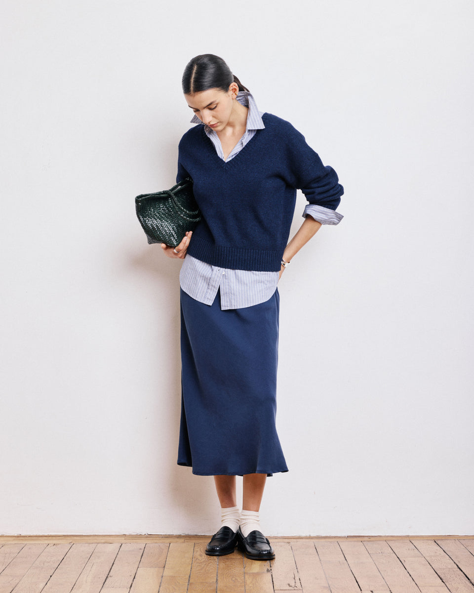 Pull Femme en Laine & Cachemire Mélangés Bleu Marine Melody - Image alternative