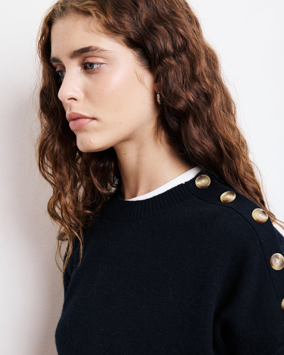 Pull Femme en Laine & Cachemire Noir Malis - Image 3