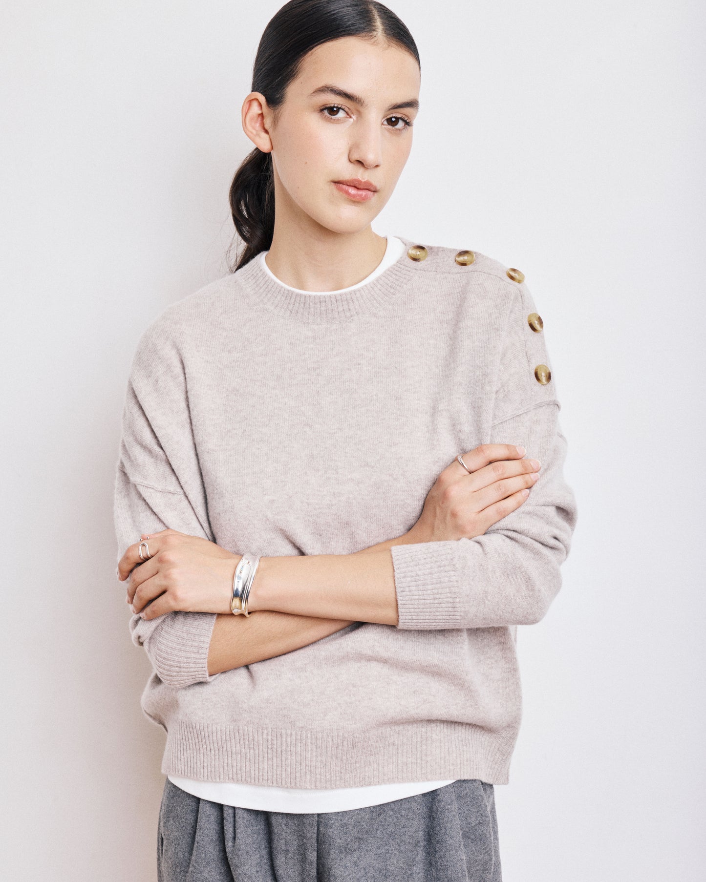 Pull Femme en Laine & Cachemire Beige Malis