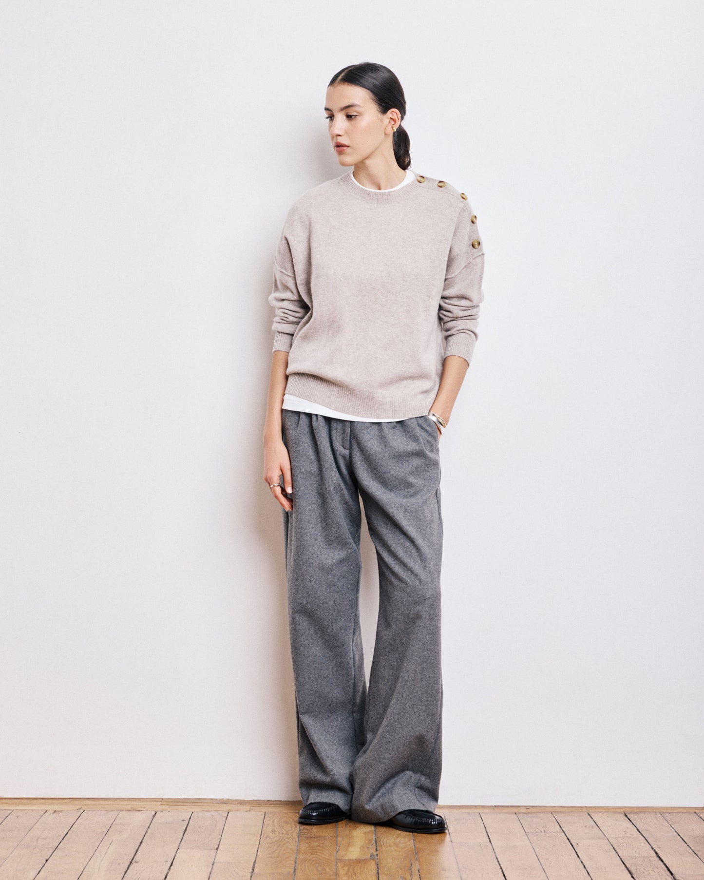 Pull Femme en Laine & Cachemire Beige Malis