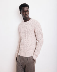 Pull Col Rond Homme en Laine Mérinos Beige