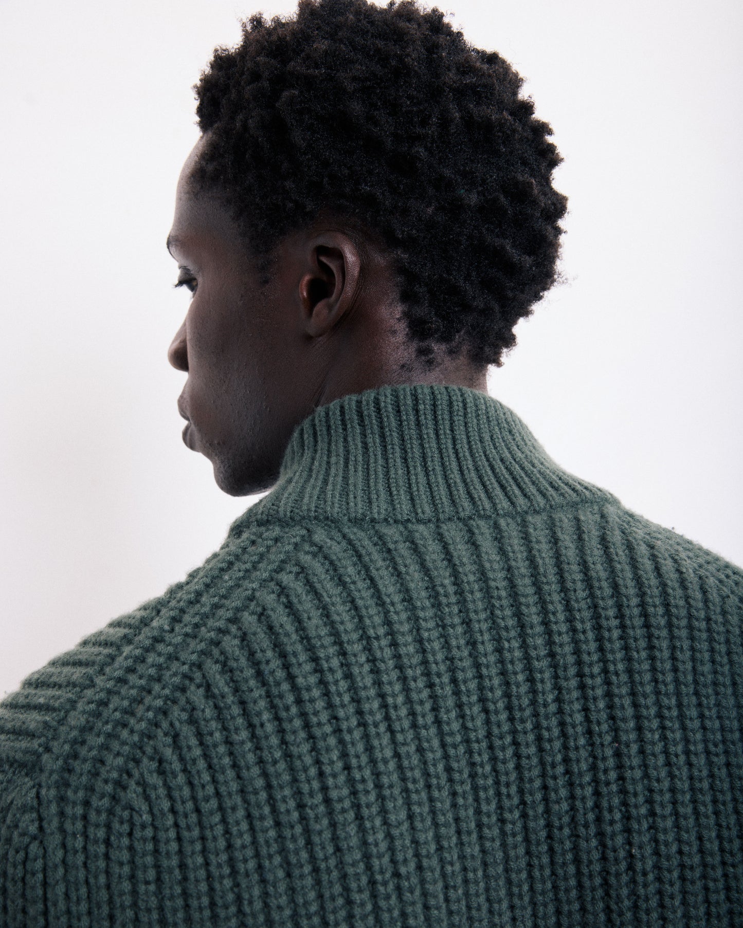 Pull Homme en Laine Mérinos Vert Militaire
