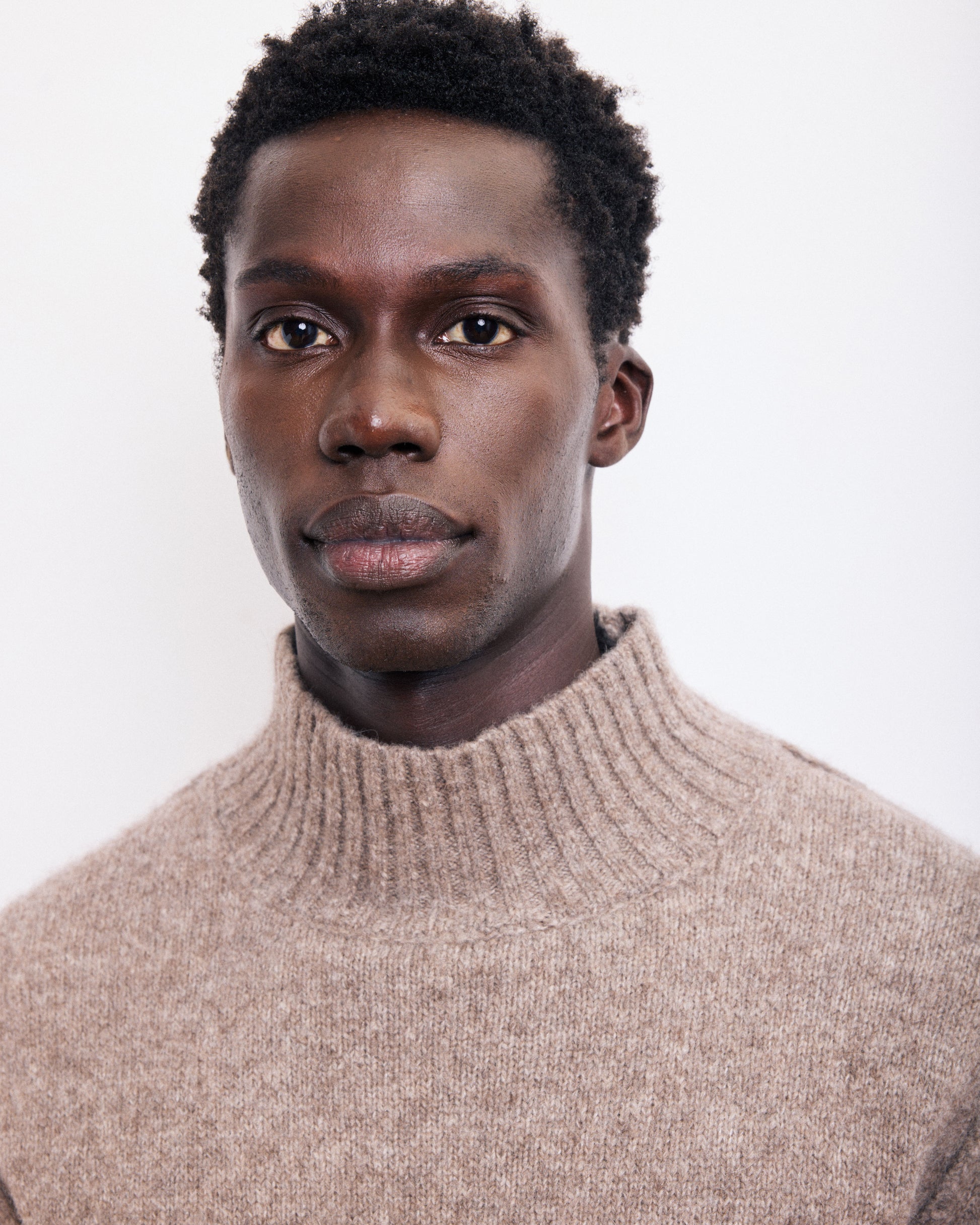 Pull Col Montant Homme en Laine d'Alpaga & Yak Brun