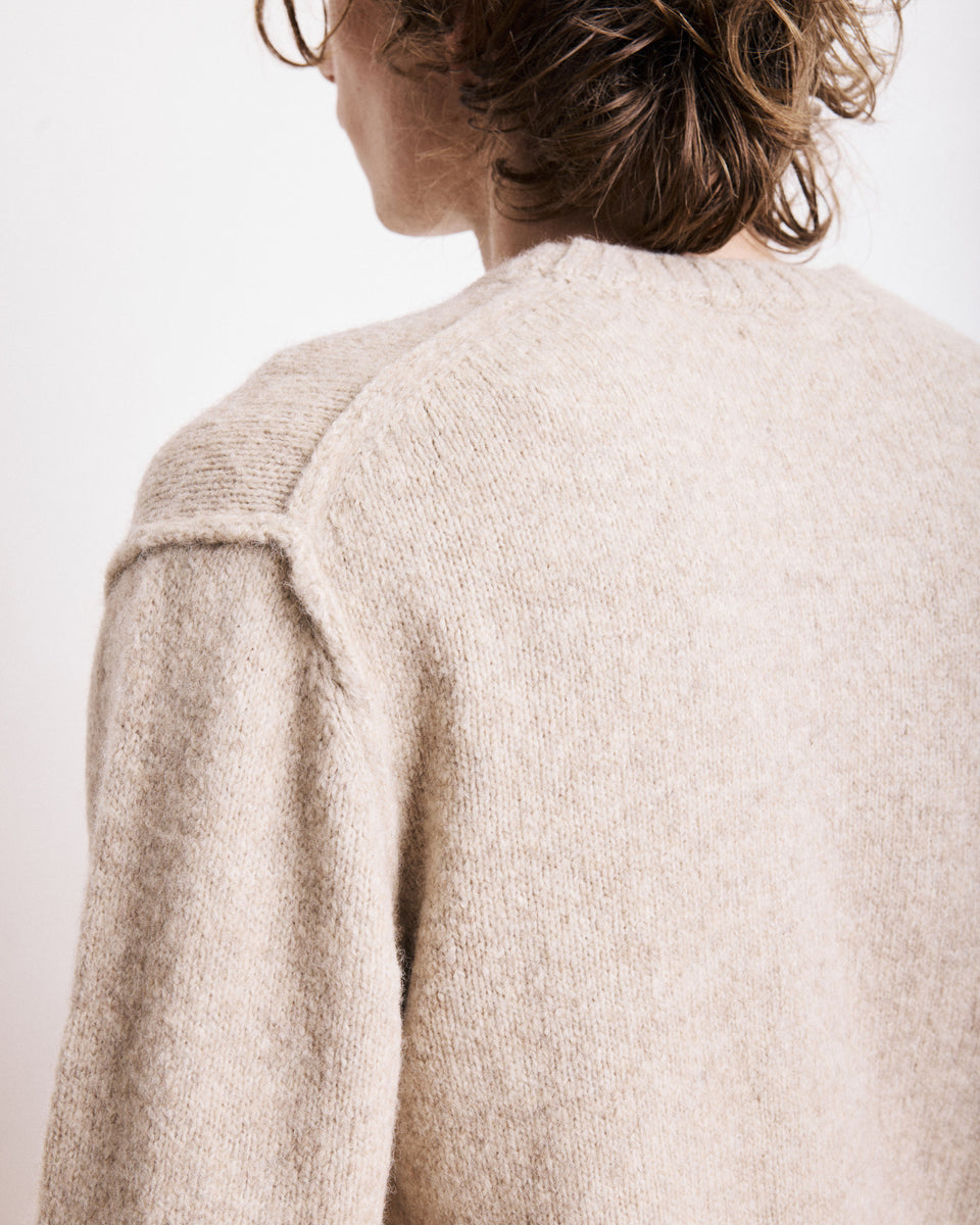 Pull Col Rond Homme en Laine d'Alpaga & Yak Beige - Image alternative
