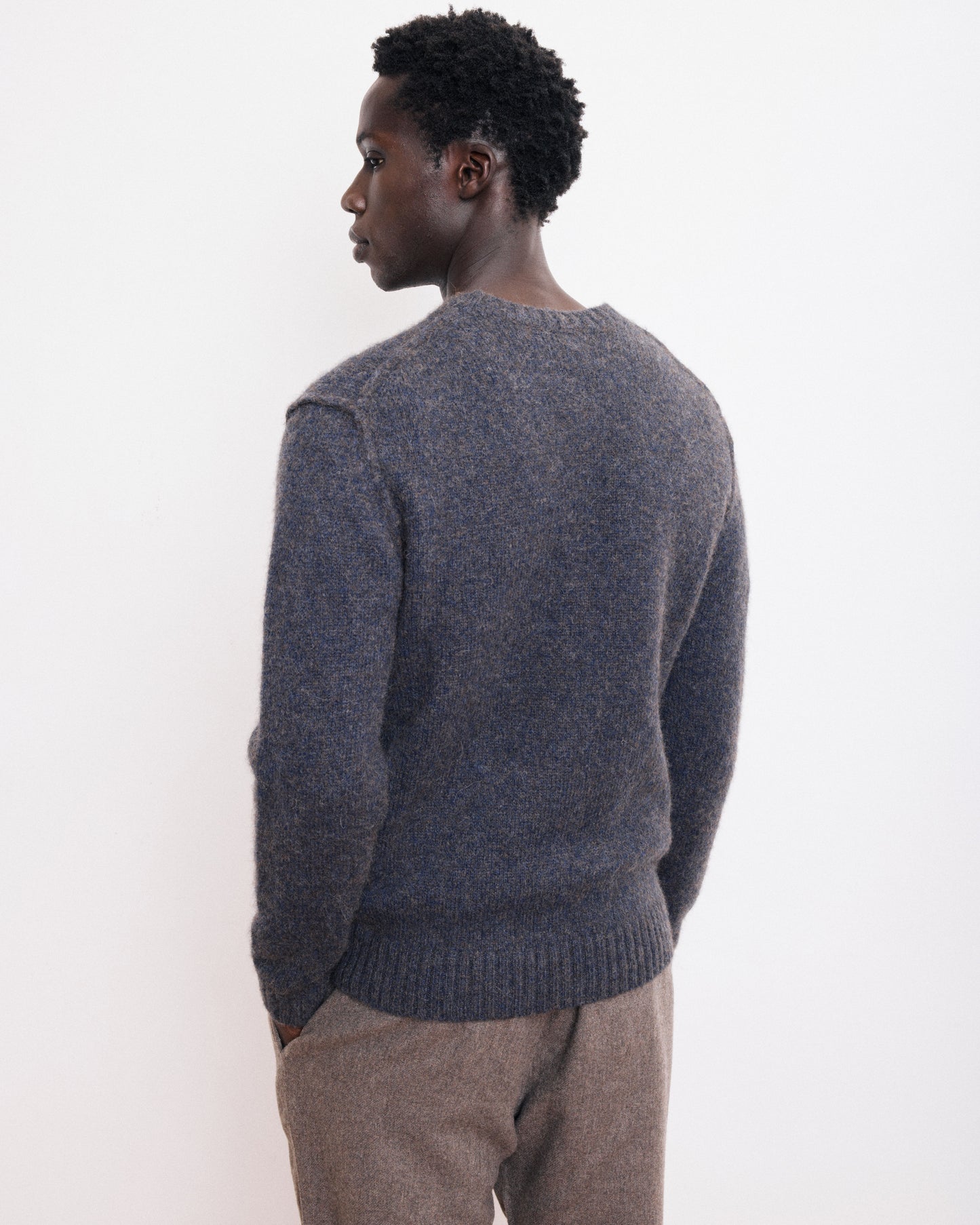 Pull Col Rond Homme en Laine d'Alpaga & Yak Bleu Marine