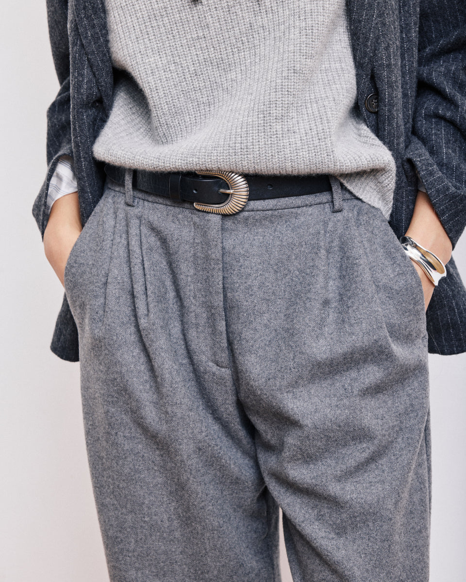 Pantaloni da donna in flanella di lana grigio Panache - Image 3