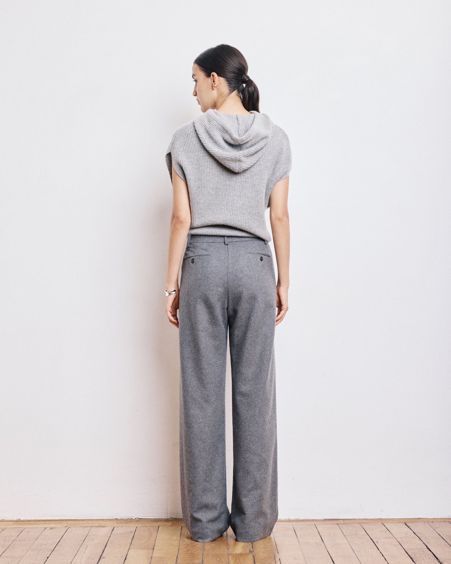 Pantalon Femme en Flanelle de Laine Gris Panache