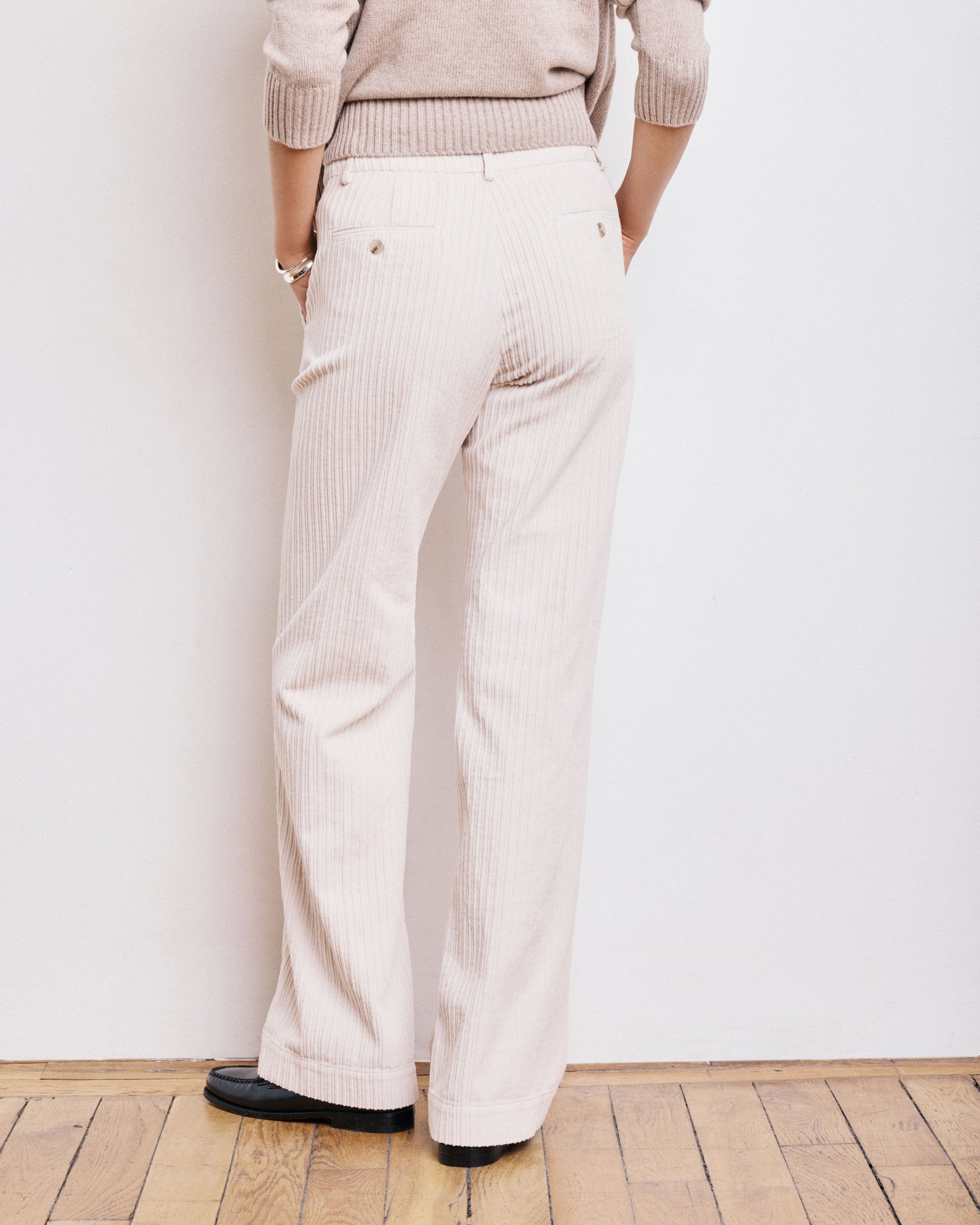 Pantalon Femme en Velours Côtelé Craie Pandore