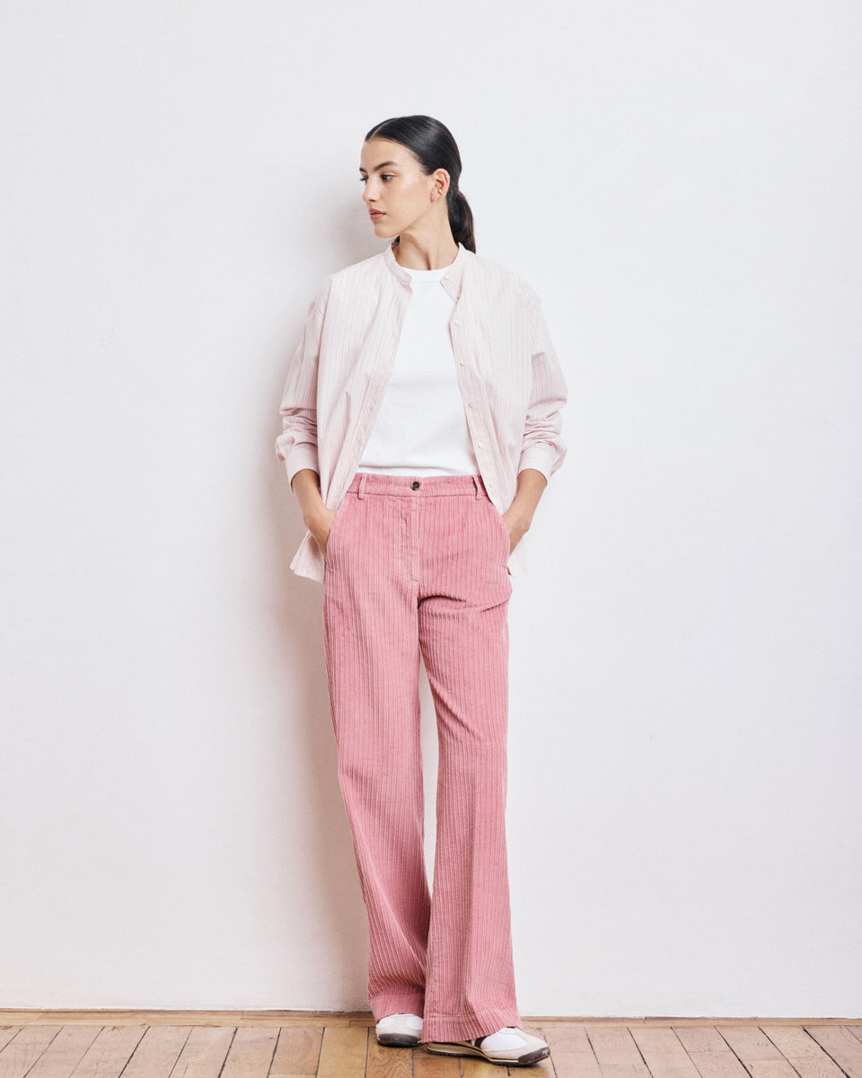 Pantalon Femme en Velours Côtelé Rose Pandore - Image 3