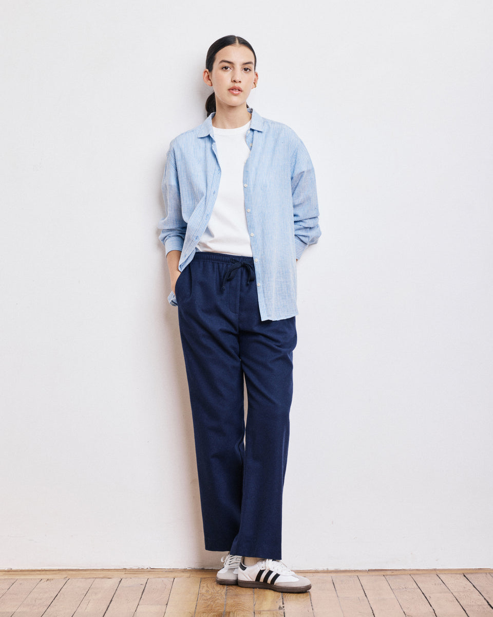 Peyo Women's Navy Blue Wool Flannel Pants - Image principale