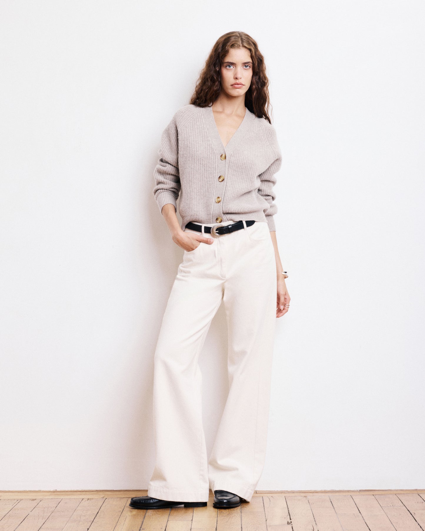 Pantalon Femme en Coton Brossé Ecru Pilote