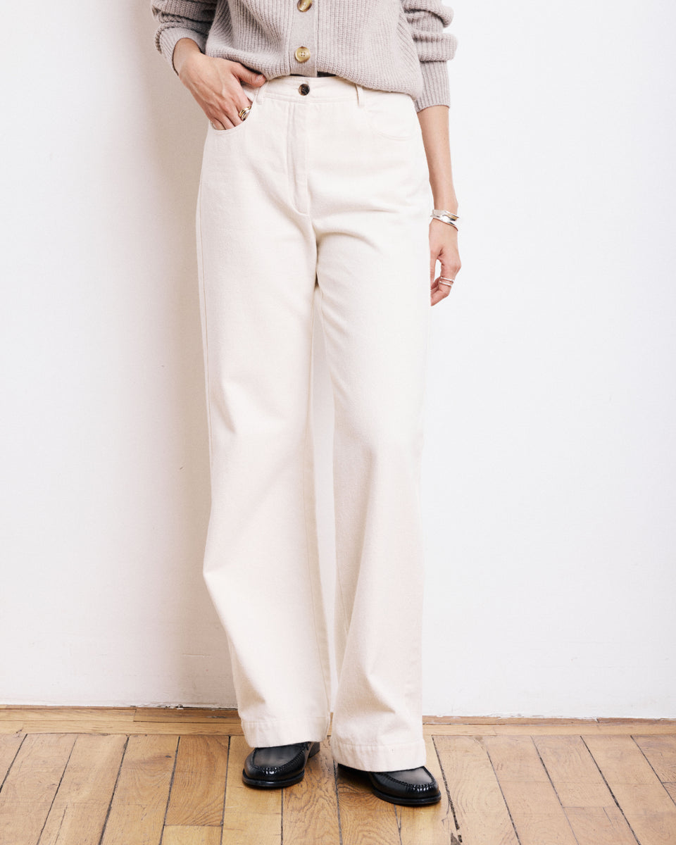 Pantalones Pilote de mujer de algodón cepillado crudo - Image alternative