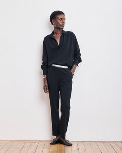 Pantalon Femme en Crêpe Noir Pirouette