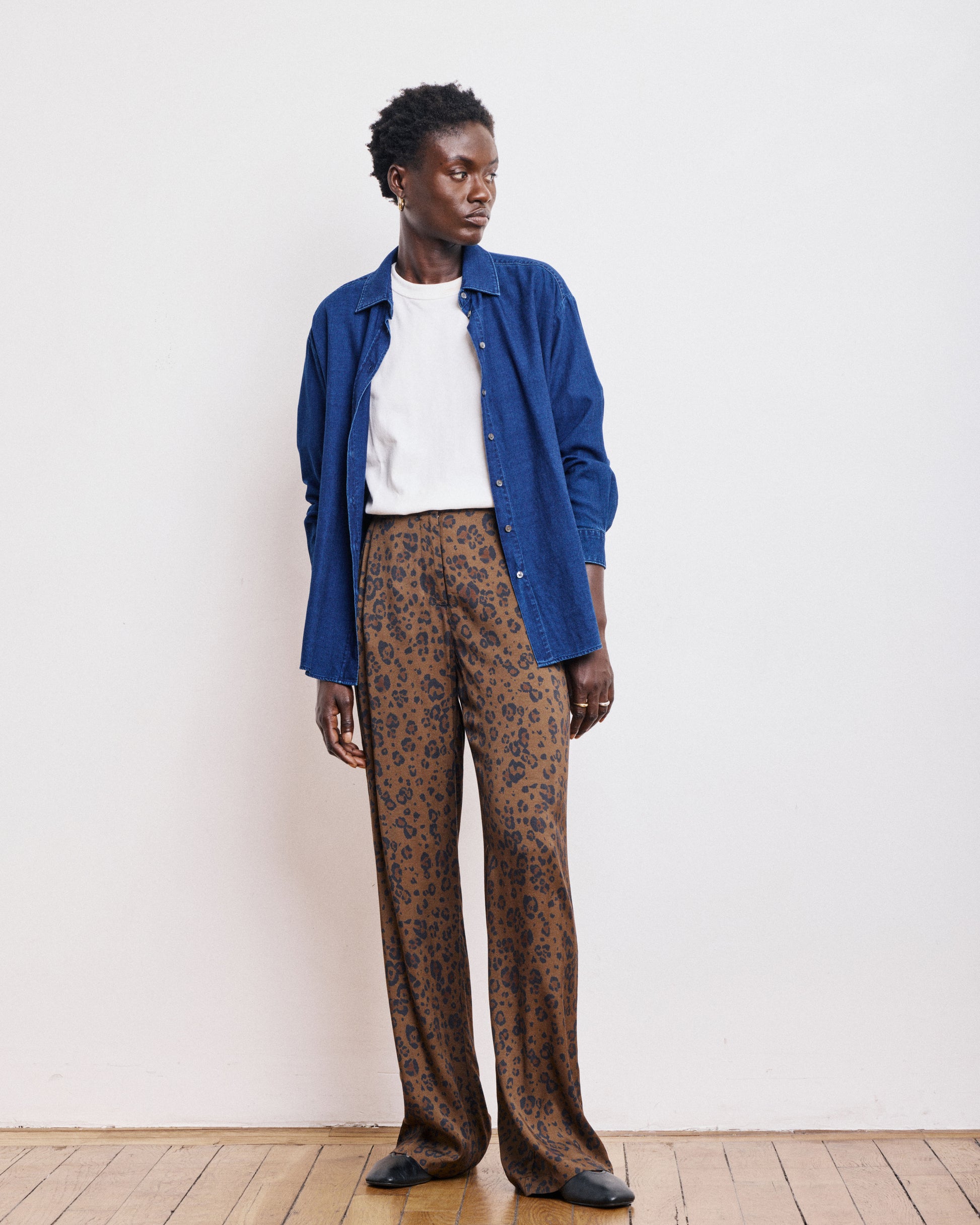 Pantalon Femme en Viscose Léopard Positano