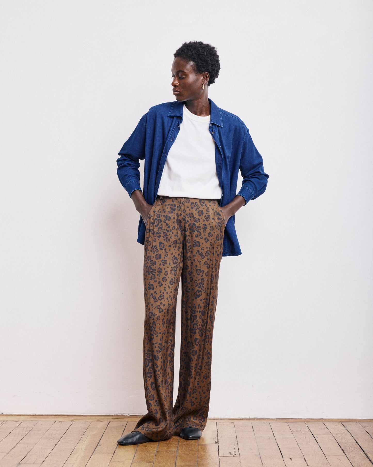 Pantalon Femme en Viscose Léopard Positano