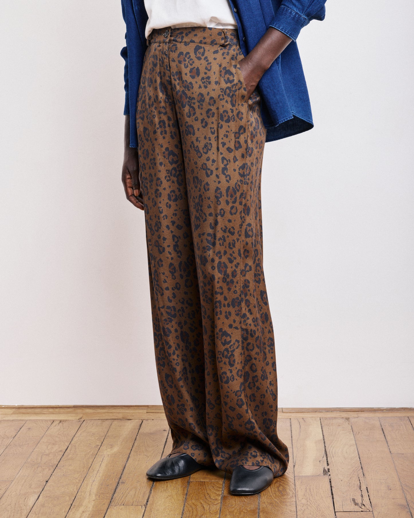 Pantalon Femme en Viscose Léopard Positano