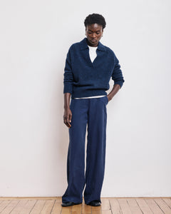 Pantalon Femme en Modal Bleu Marine Positanon