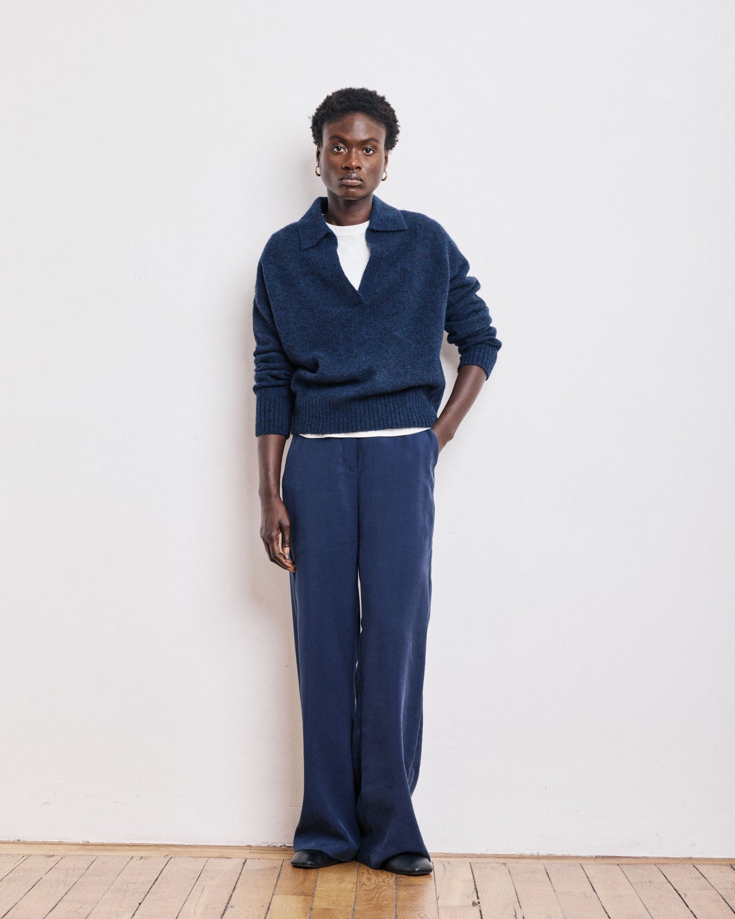 Pantalon Femme en Modal Bleu Marine Positanon