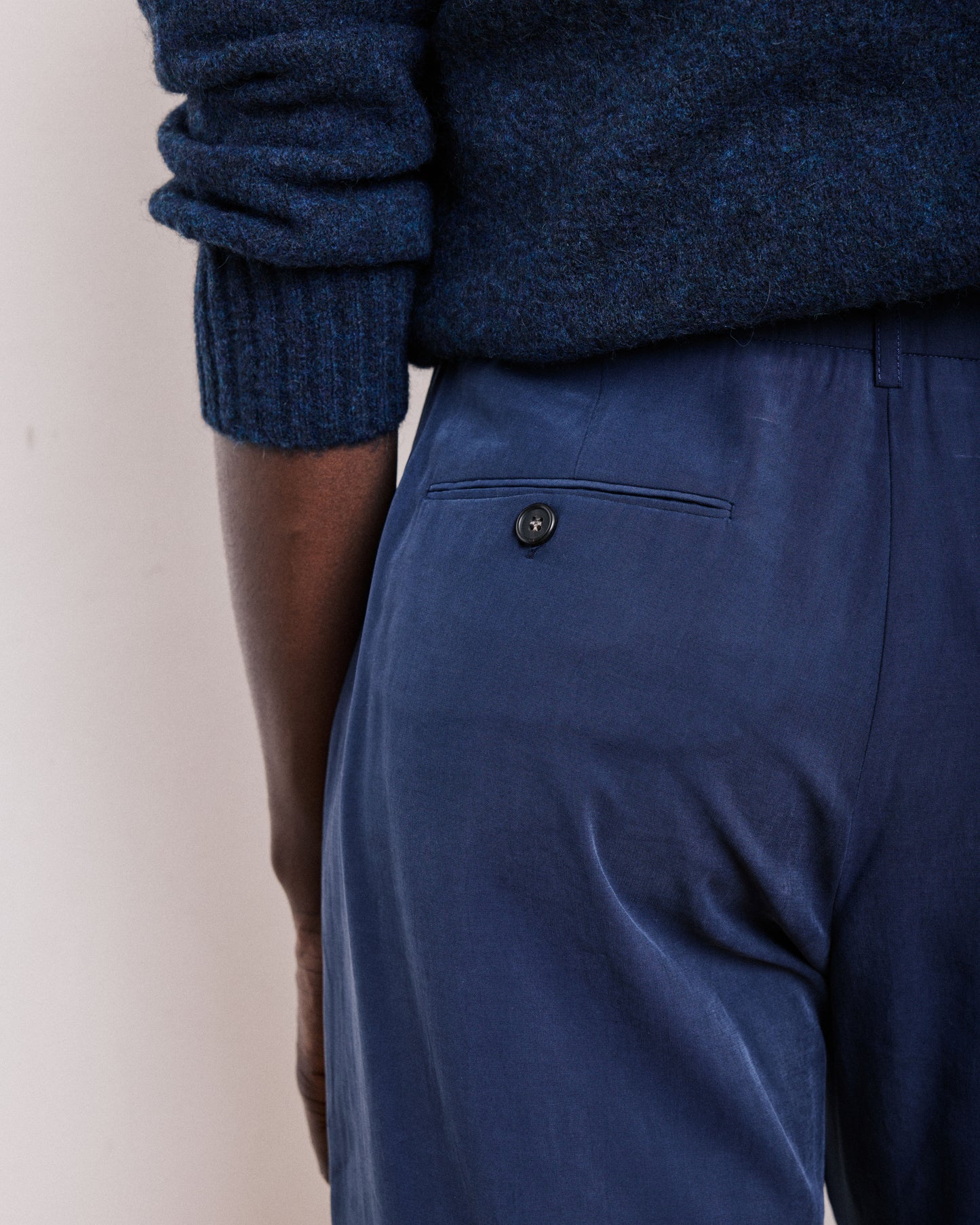 Pantalon Femme en Modal Bleu Marine Positanon