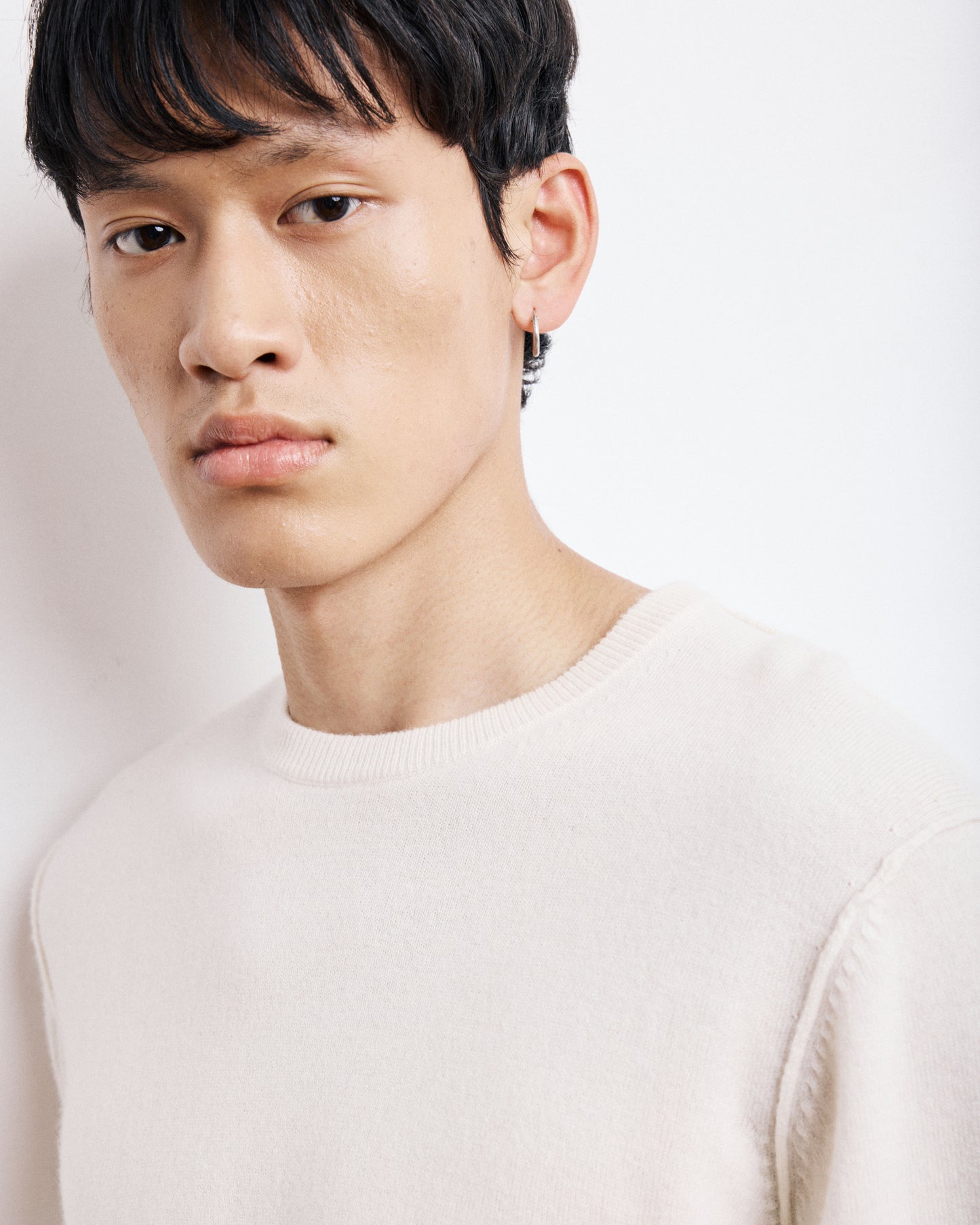 Pull Col Rond Homme en Laine & Cachemire Ecru