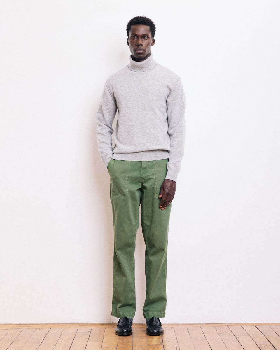 Pull Col Roulé Homme en Laine & Cachemire Gris chiné - Image 3