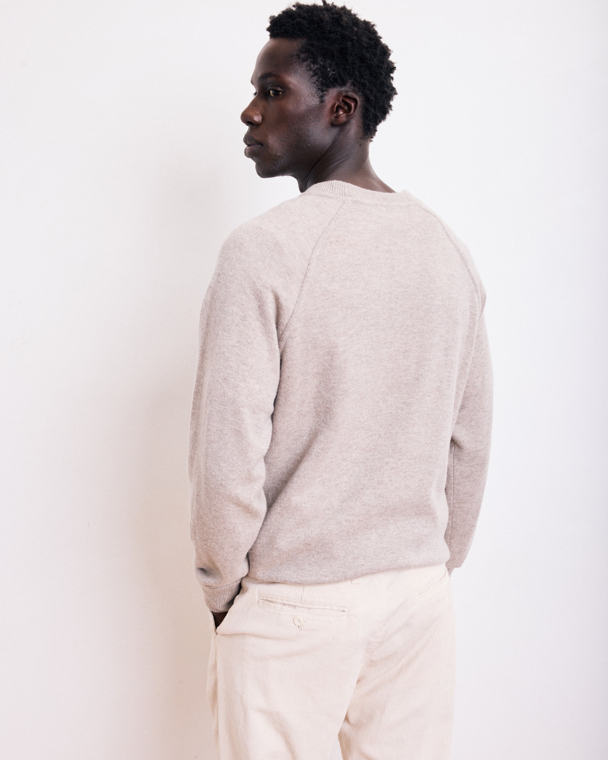 Pull Col Rond Homme en Laine & Cachemire Beige