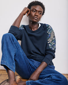 Sweatshirt Femme en Coton & Modal Bleu Nuit Taopard