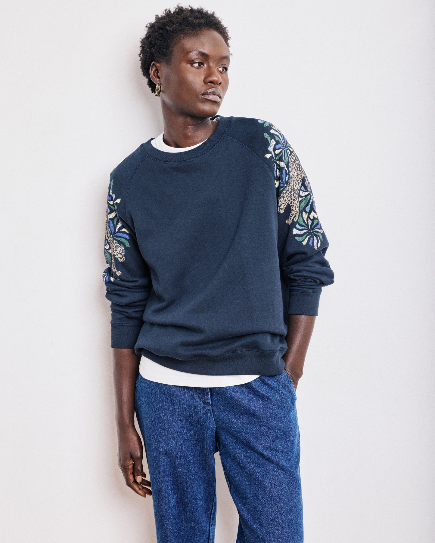Sweatshirt Femme en Coton & Modal Bleu Nuit Taopard