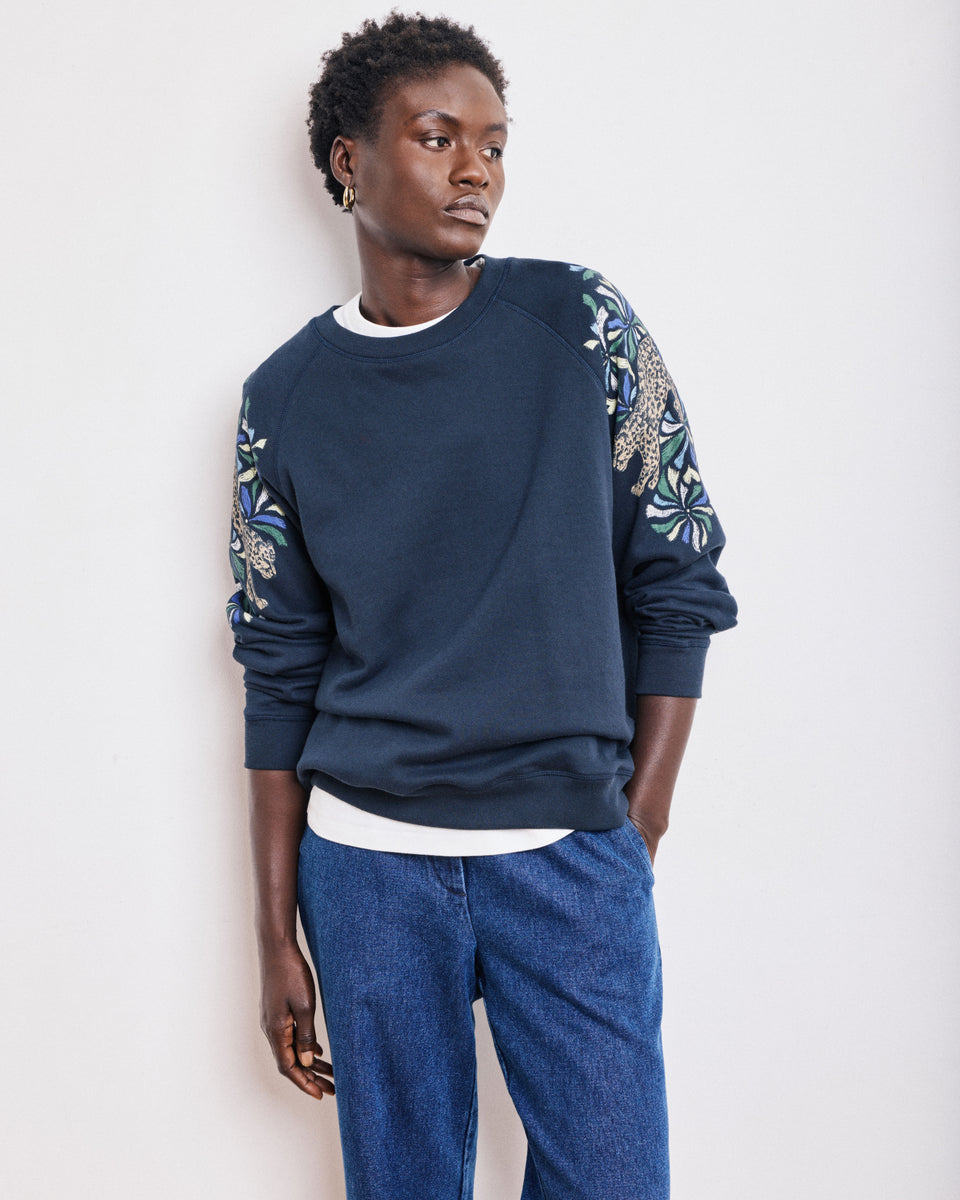 Taopard Women's Midnight Blue Cotton & Modal Sweatshirt - Image alternative