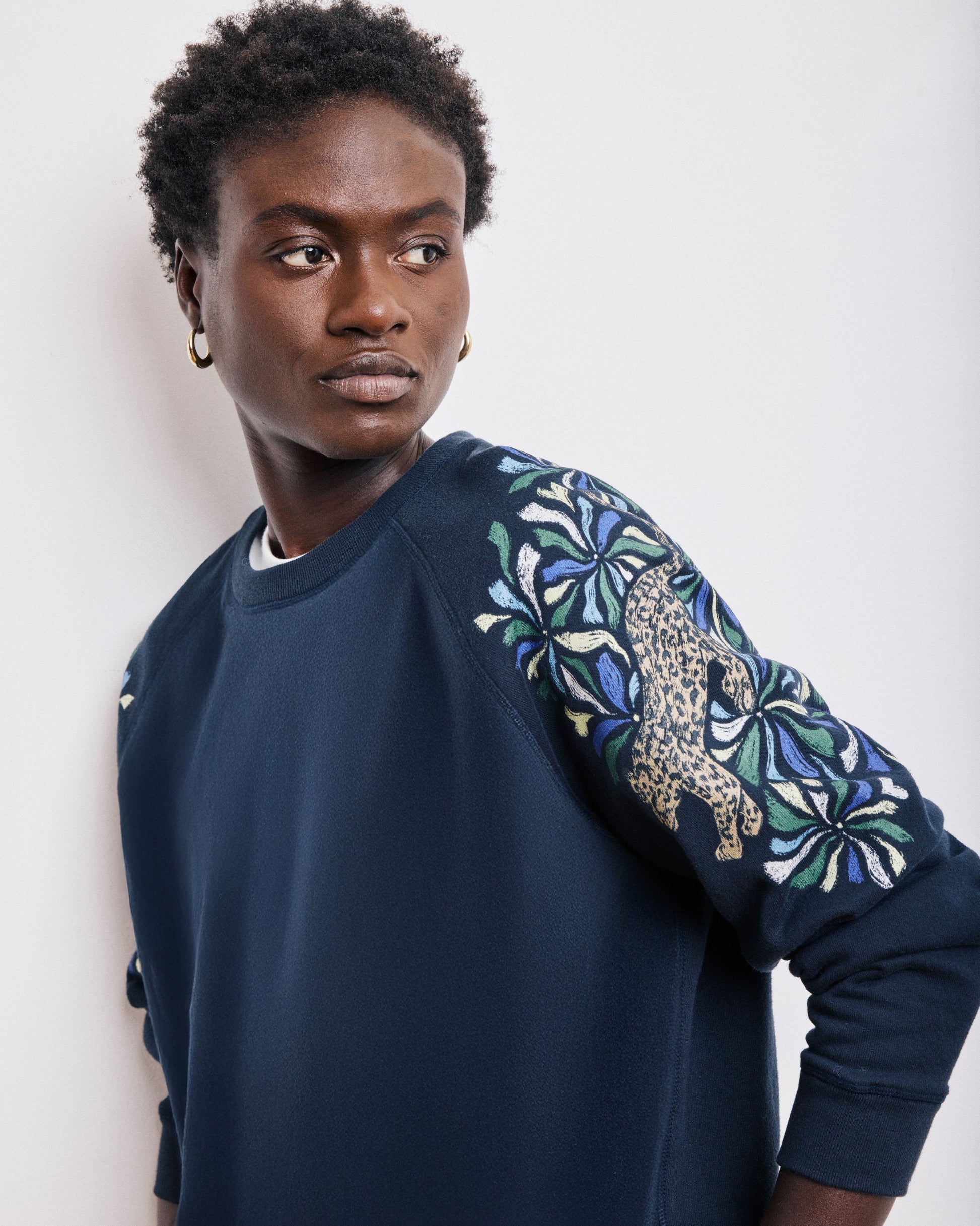 Sweatshirt Femme en Coton & Modal Bleu Nuit Taopard
