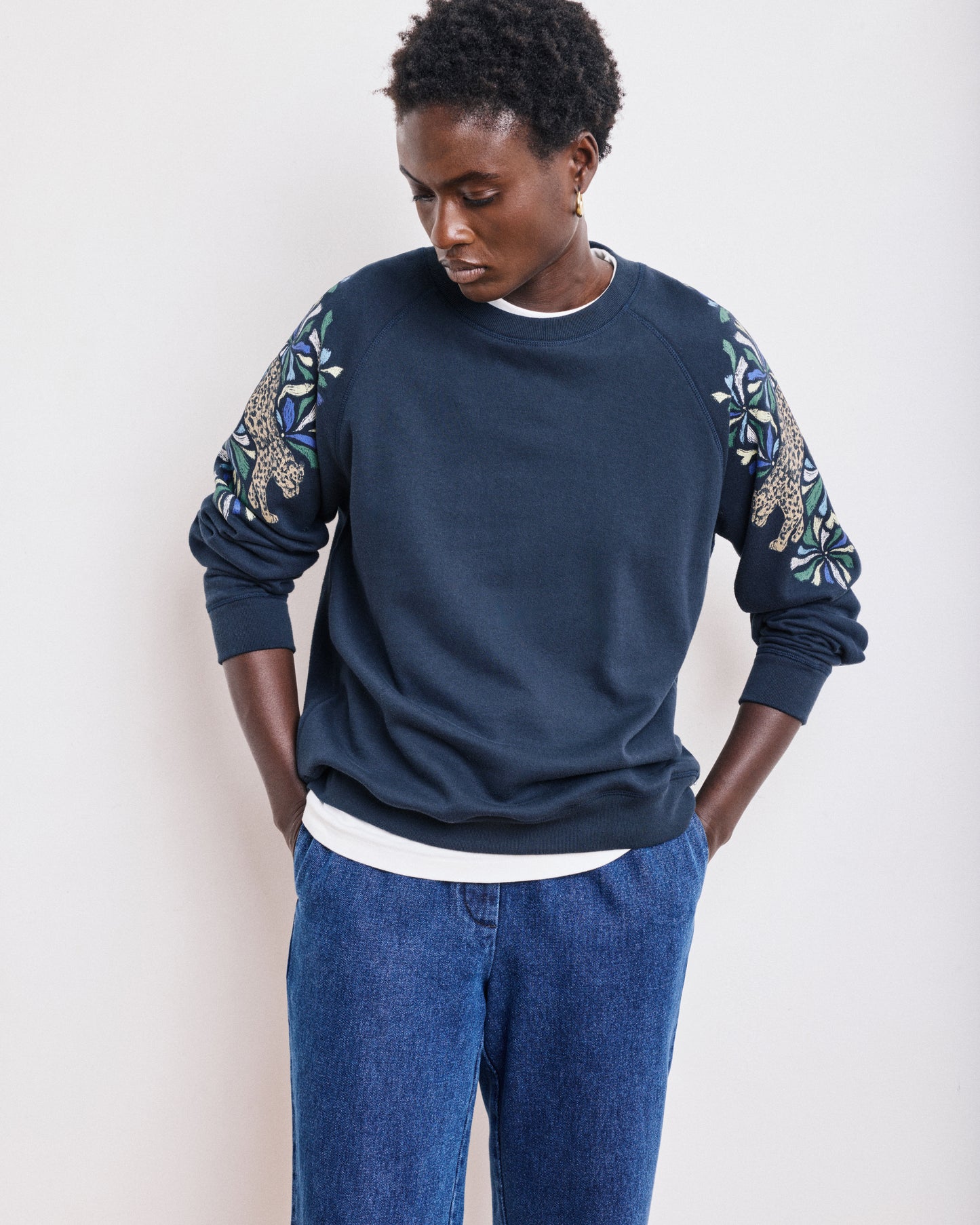 Sweatshirt Femme en Coton & Modal Bleu Nuit Taopard