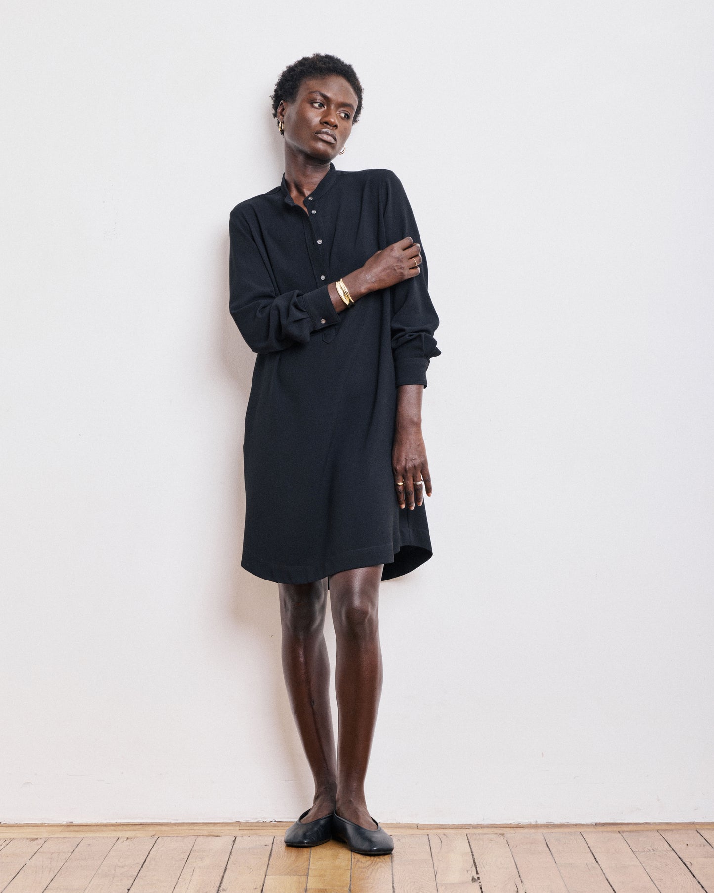 Robe Femme en Crêpe Noir Rox