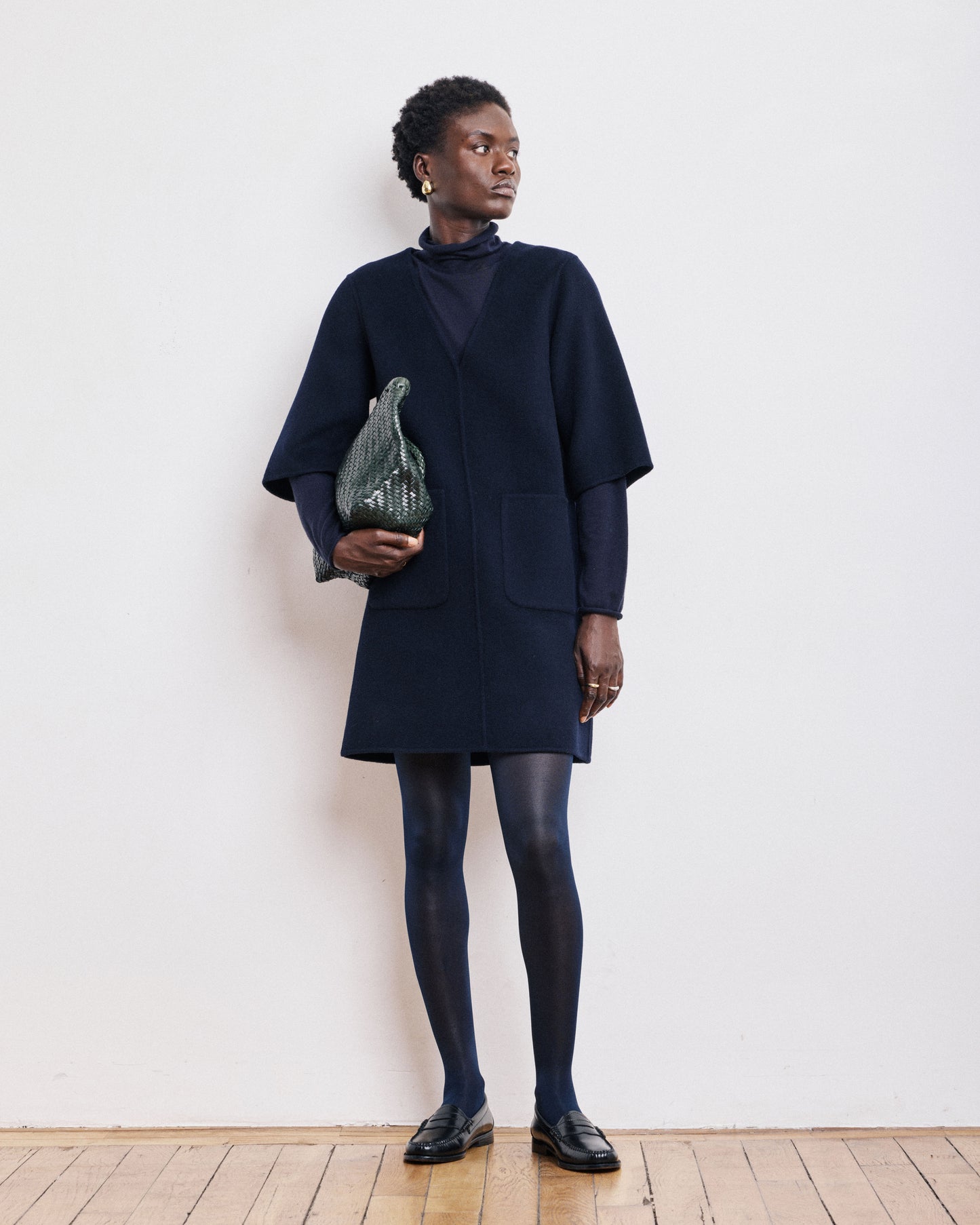 Robe Femme en Laine Double Face Bleu Marine Reja