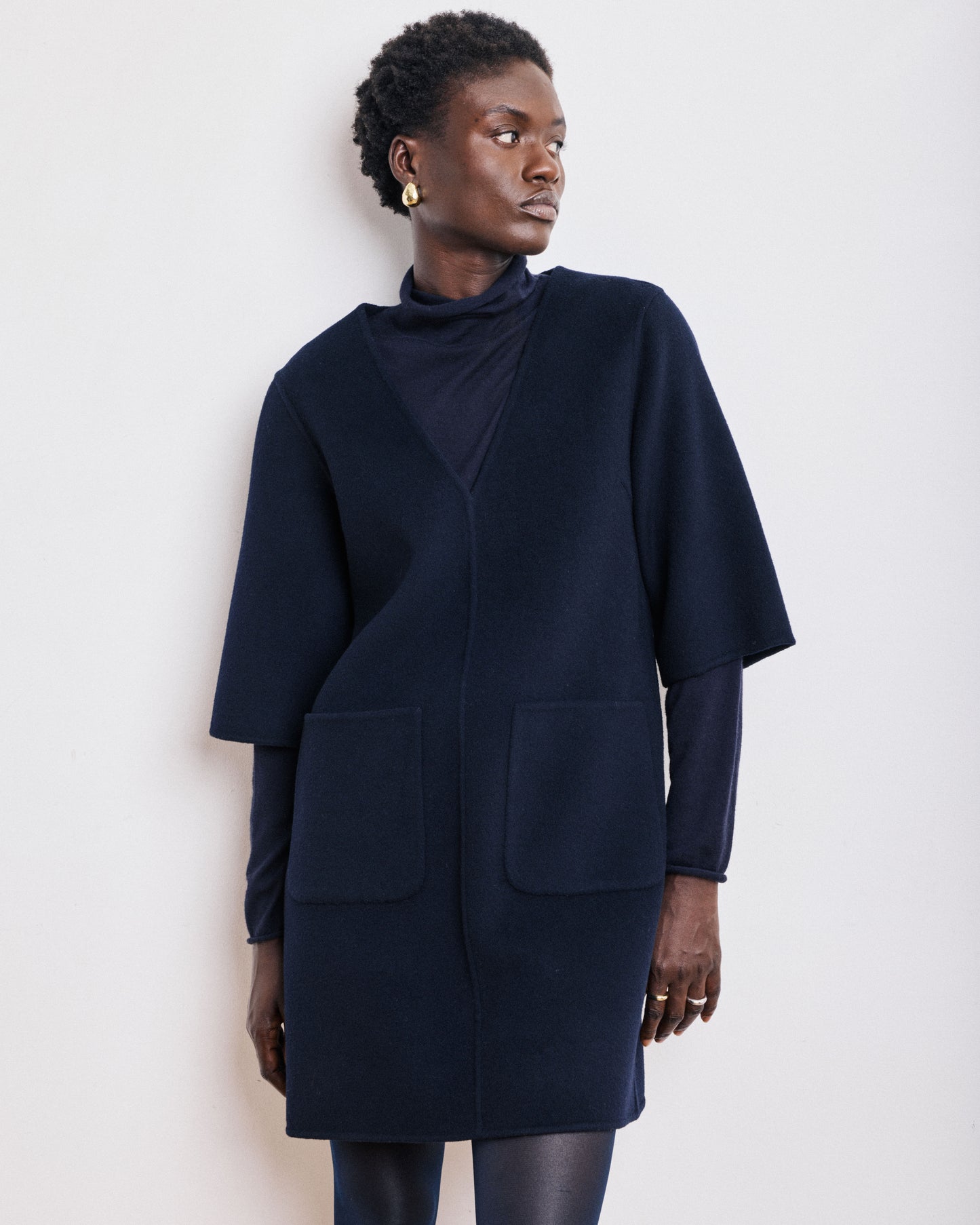 Robe Femme en Laine Double Face Bleu Marine Reja