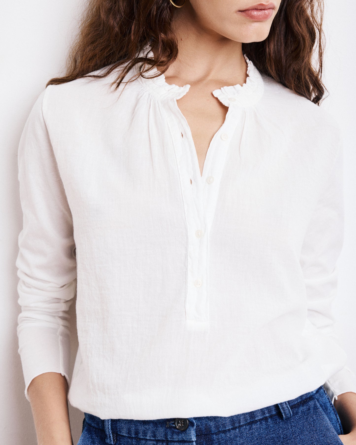 T-Shirt Femme en Coton Bi-Matière Ecru Tumy