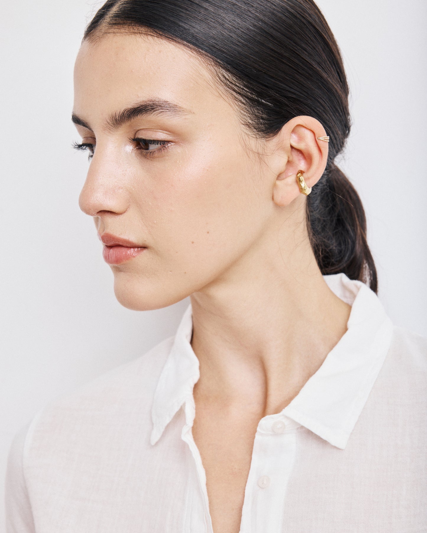 Chemise Femme en Coton Bi-Matière Ecru Tabo