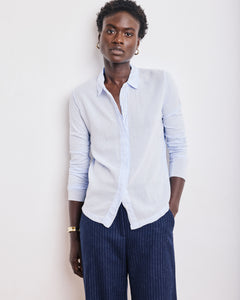 Chemise Femme en Coton Bi-Matière Bleu Ciel Tabo