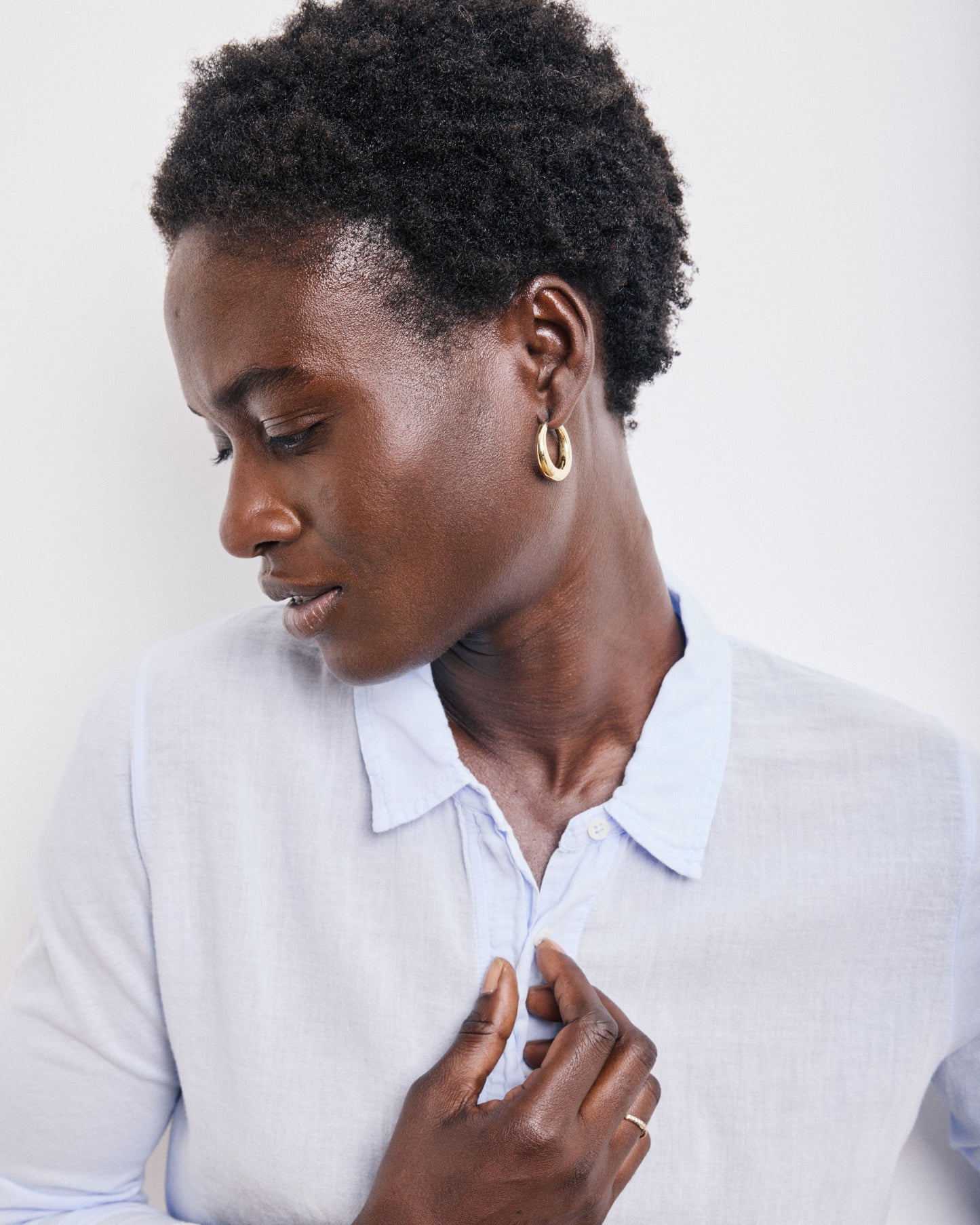Chemise Femme en Coton Bi-Matière Bleu Ciel Tabo