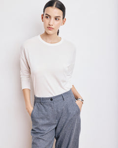 T-Shirt Femme en Coton & Modal Ecru Tarmac