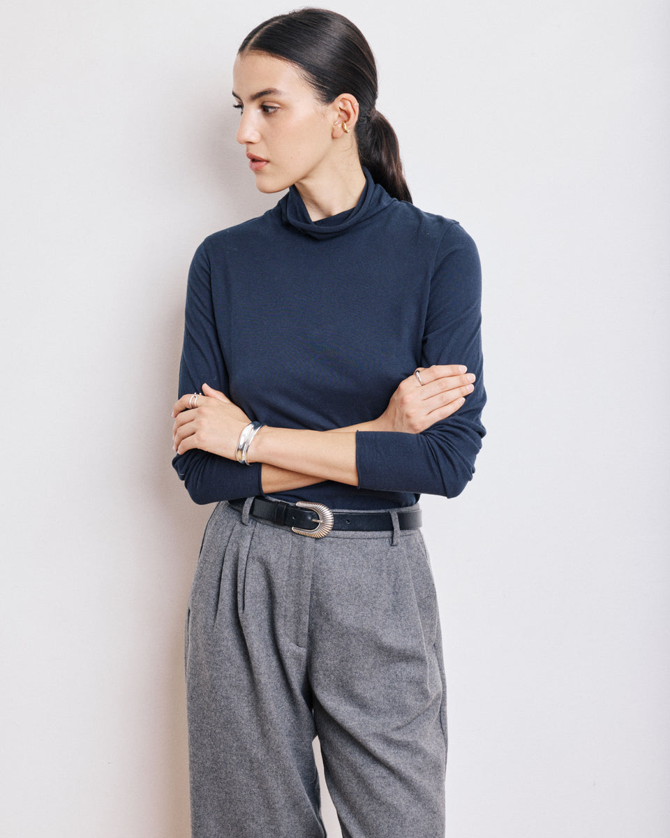 T-Shirt Femme en Coton & Modal Bleu Nuit Typic - Image alternative
