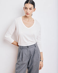 T-Shirt Femme en Coton & Modal Ecru Tibet