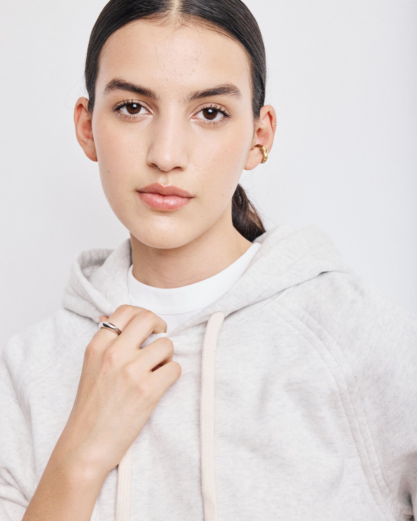 Sweatshirt Femme en Coton & Modal Ecru Chiné Tartan