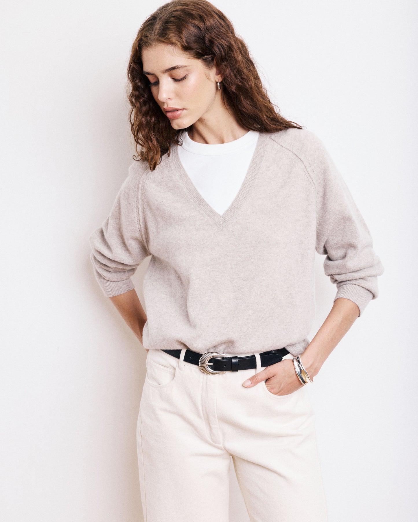Pull Femme en Laine & Cachemire Beige Misa