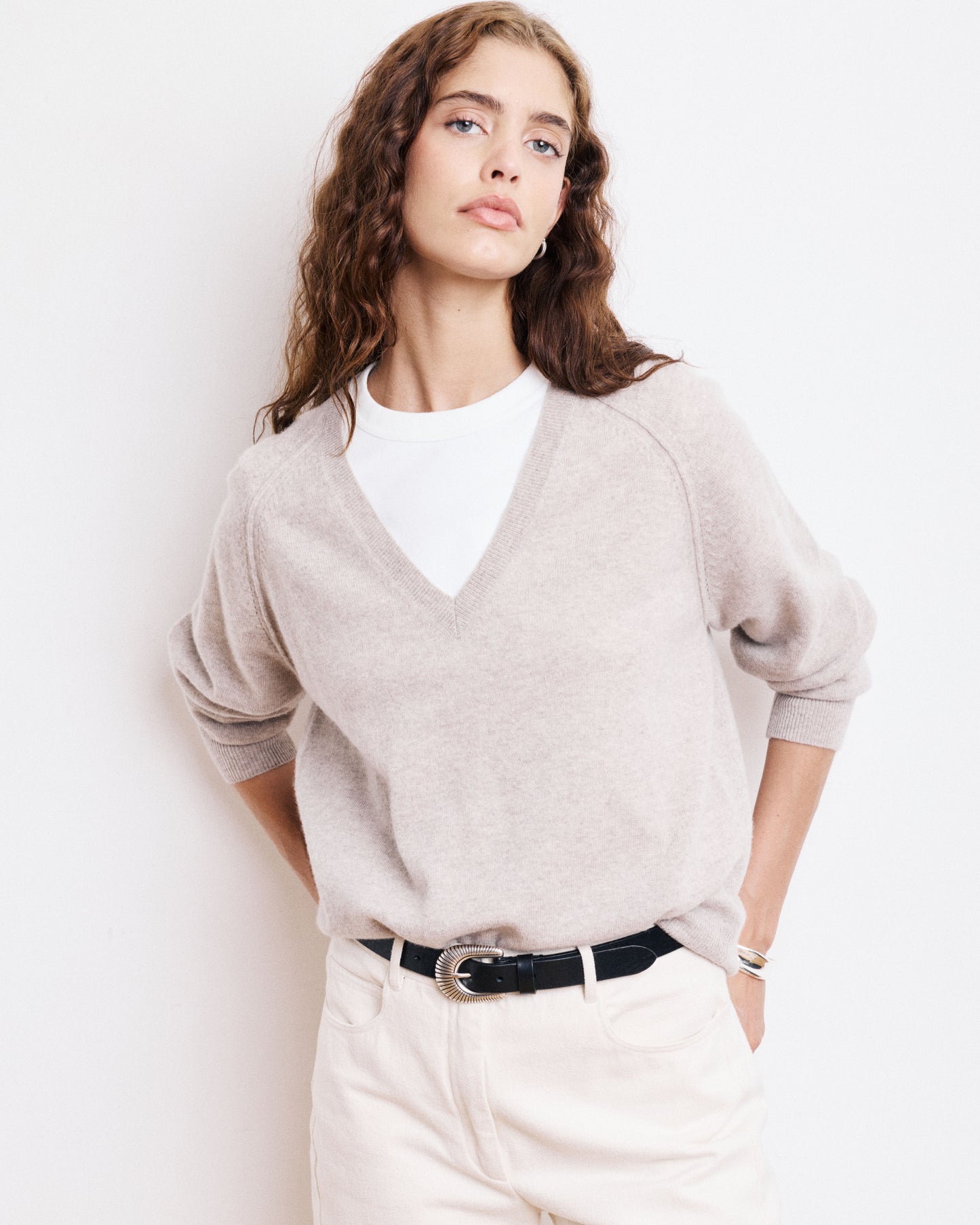 Pull Femme en Laine & Cachemire Beige Misa